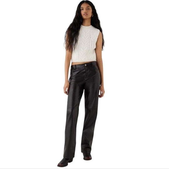 Bershka Pants - Bershka faux leather straight leg trouser pants size XL